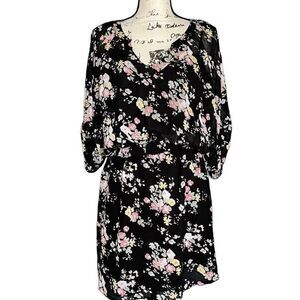 ‎Express layered black floral dress medium